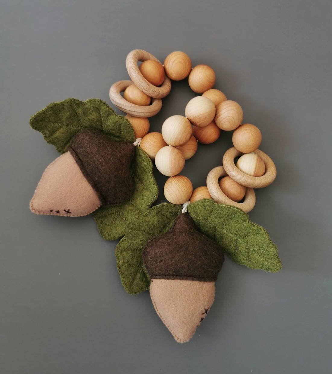 Teether - Rattle "Acorn" with a squeaker