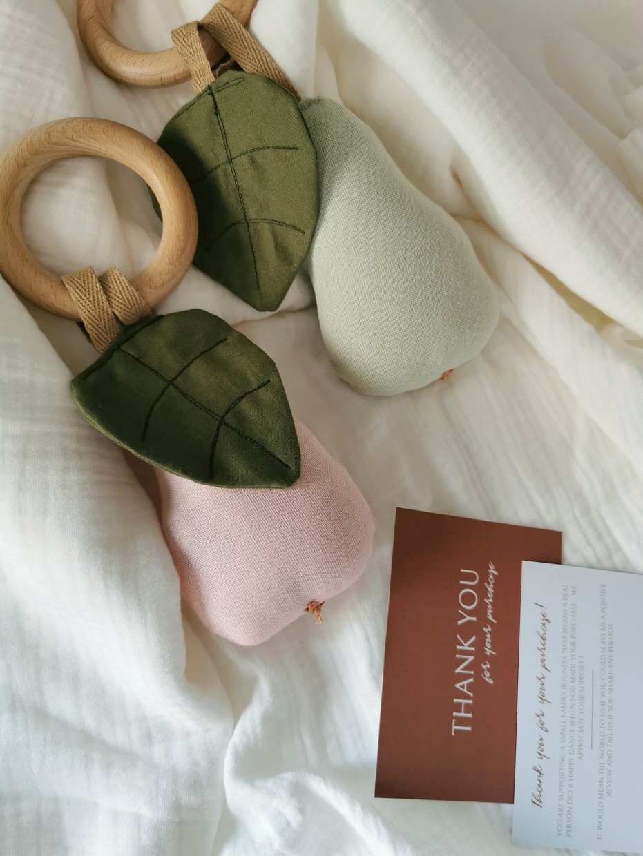 Teether Rattle Squeaker "The Pear"