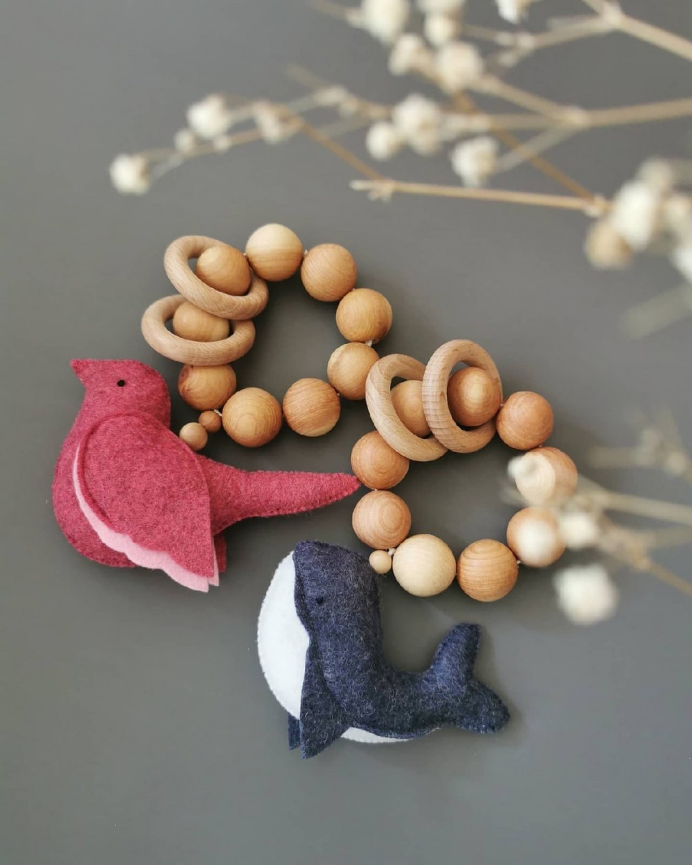 Teether Rattle Squeaker "The Bird And Whale"